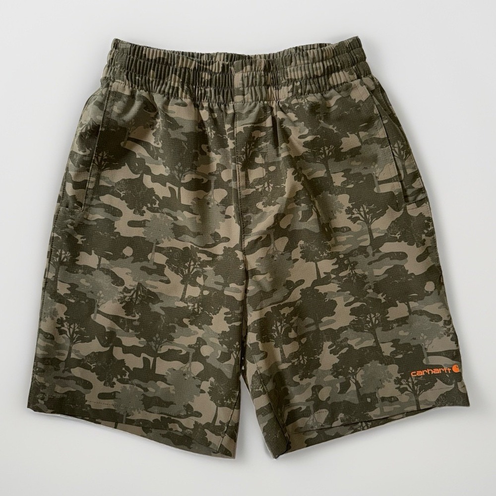 Carhartt Force Camo Shorts Boys M 10-12 Green Rugged Flex Outdoor Workwear